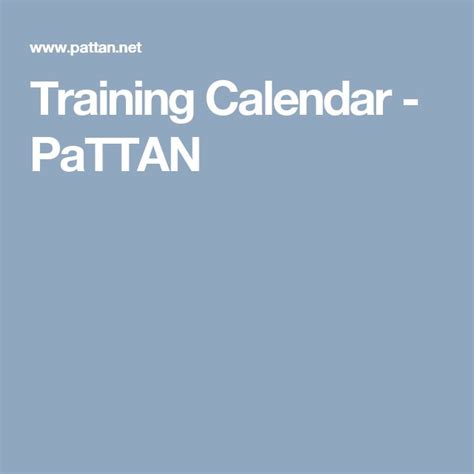 Pattan Training Calendar